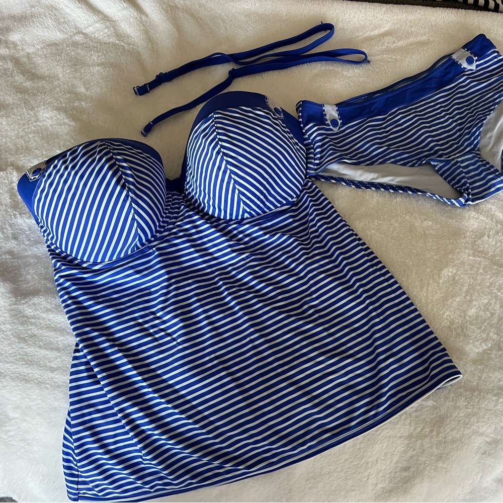 Freya Tootsie bandeau underwire tankini top 36H with matching XS bottoms
